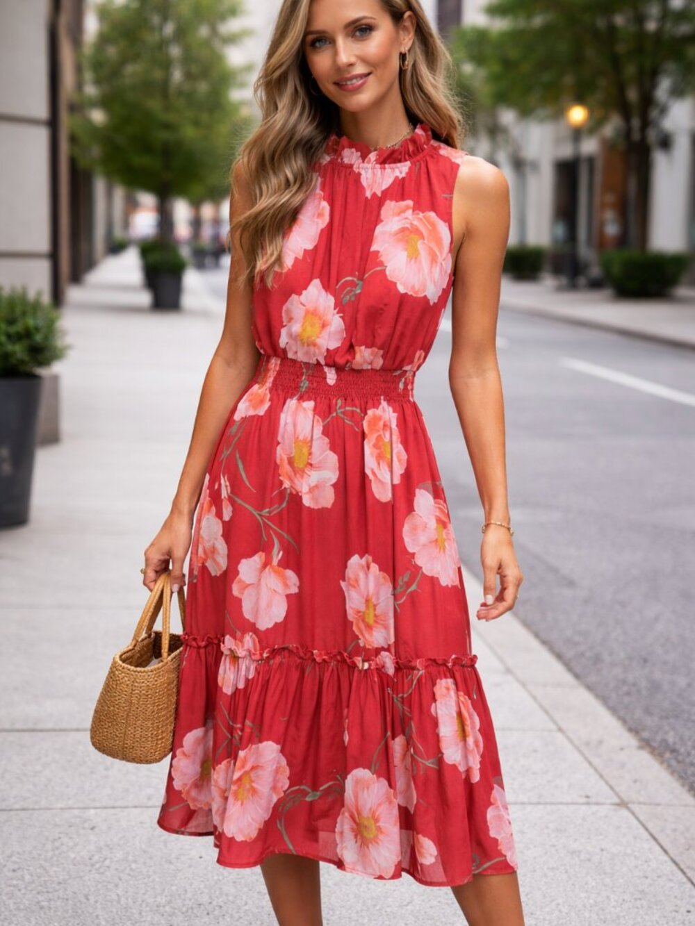 Kate & Lily Floral Dress 10 Cottagecore Ruffle Tiered Elastic Waist Sleeveless